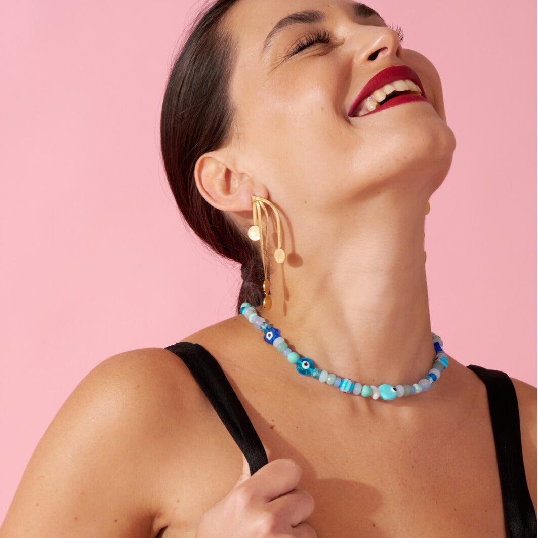 FRENCH RIVIERA | Calliope blue glass bead necklace