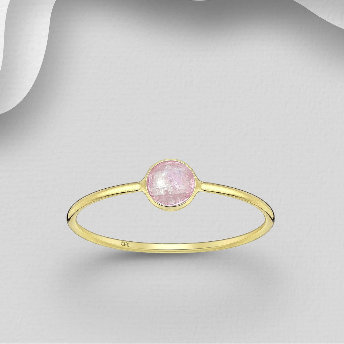 Romanttinen pinkki ruusukvartsi-sormus 925 hopeasta.