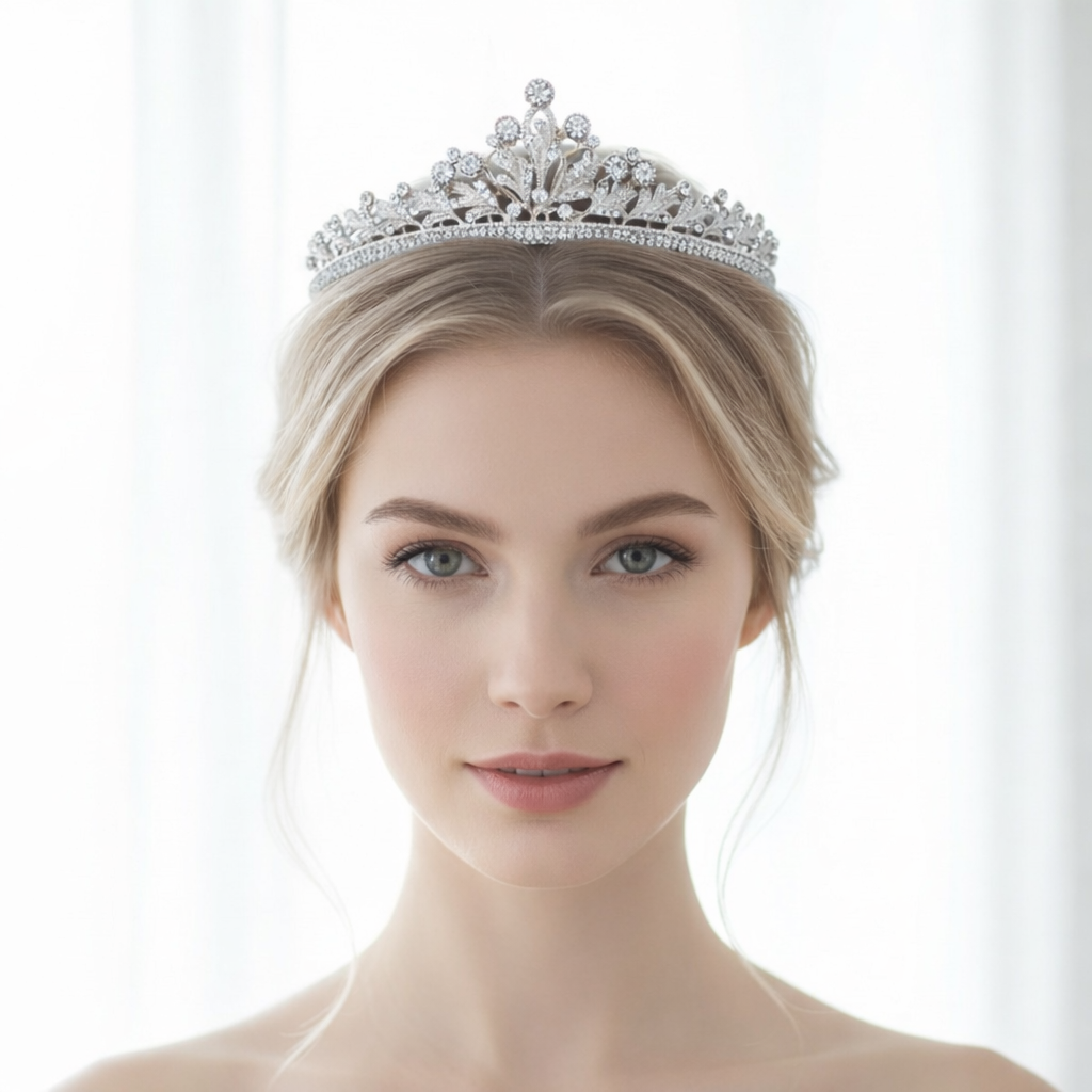 ROMANCE, Serafina silver-colored tiara with bright stones