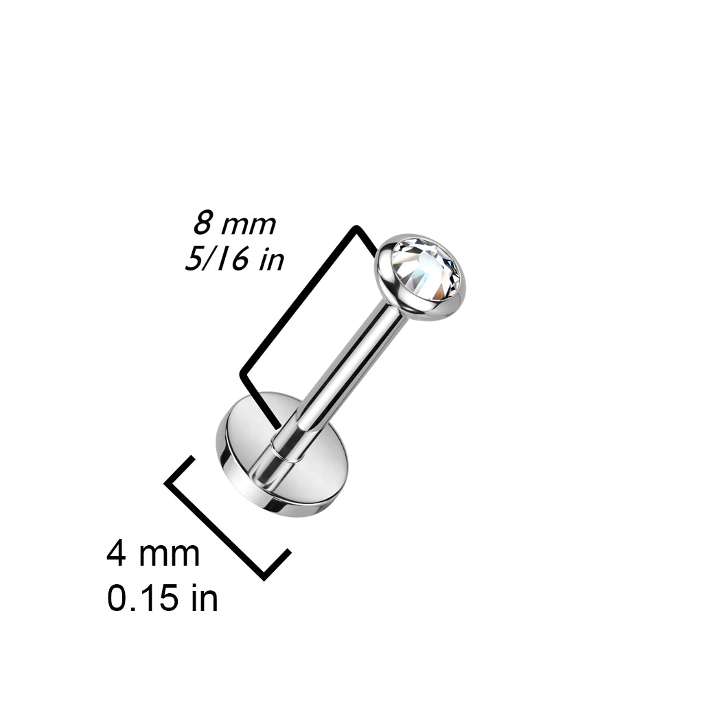 Labret 1.2mm, Titanium Clear Nest – low-profile crystal jewelry made of titanium (silver)