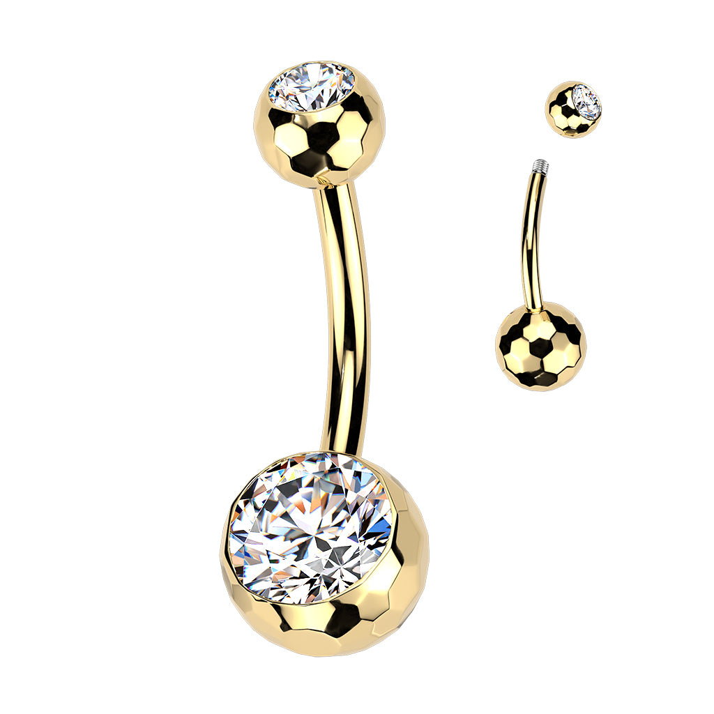 Titanium navel ring, Diamond Glow – golden crystal