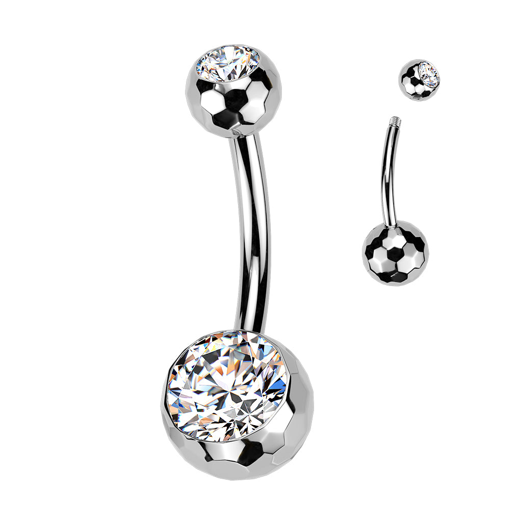 Titanium navel necklace, Diamond Glow – silver crystal