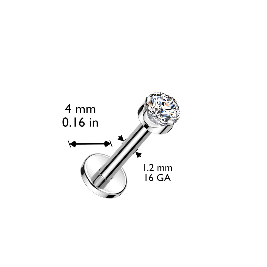 Labret 1,2mm, Titanium Classic Spark – pyöreä kristallikoru titaanista (hopea)