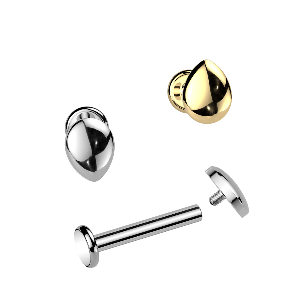 Labret 1,2mm, Titanium Dew Point – pisaranmuotoinen titaanikoru (kulta)