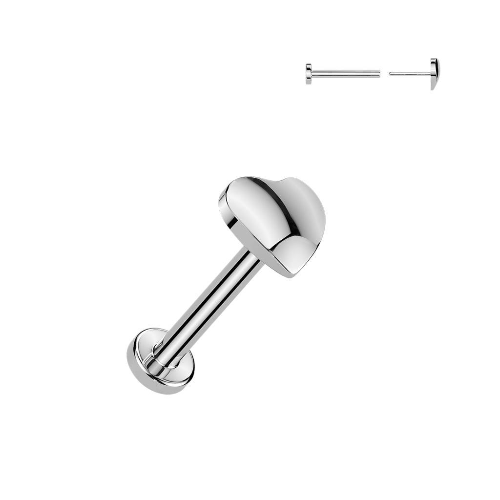 Hopeanvärinen 0,8 mm titaanilabret sileällä sydänkoristeella.
