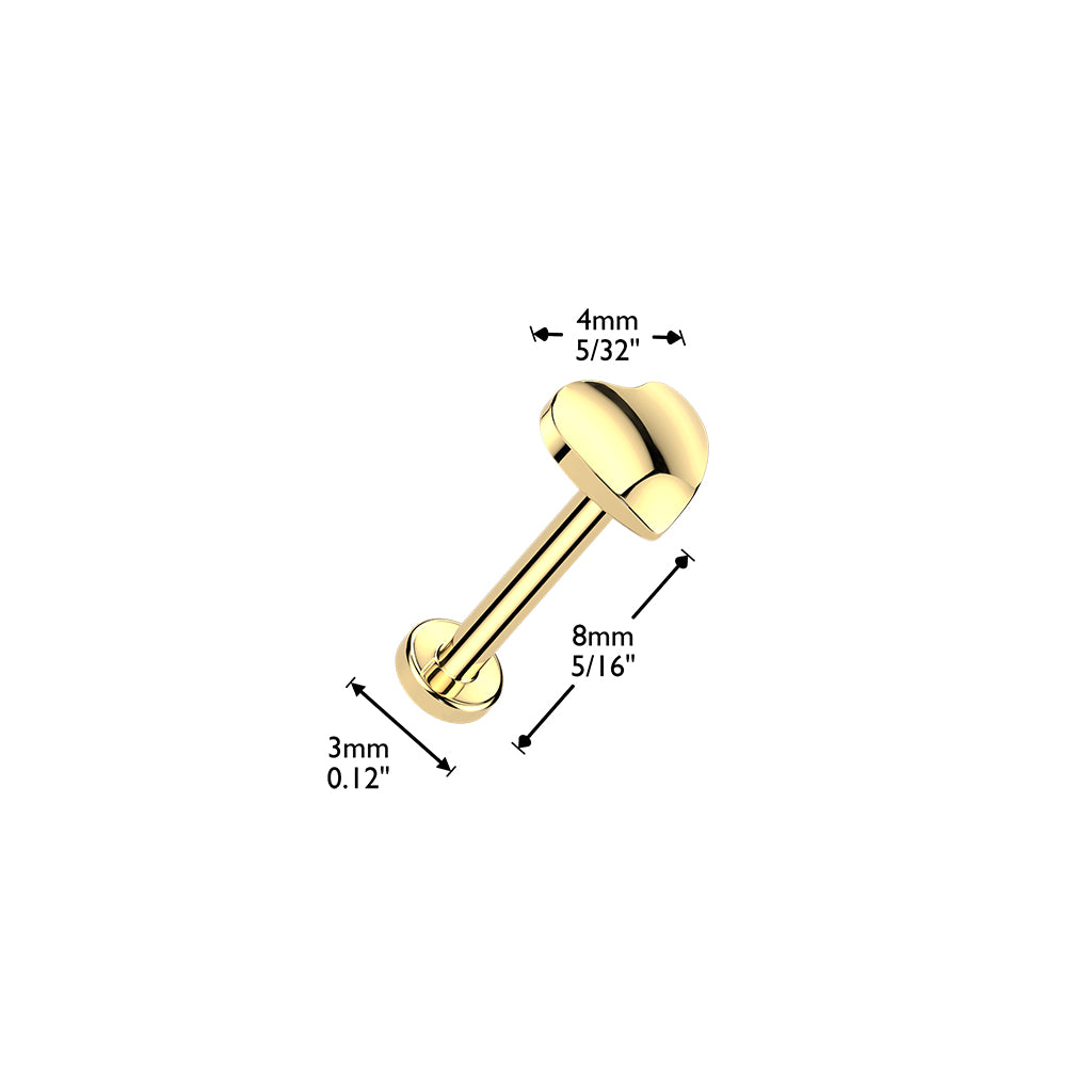 0,8 mm titaanilabret sileällä sydänkoristeella, mitat.