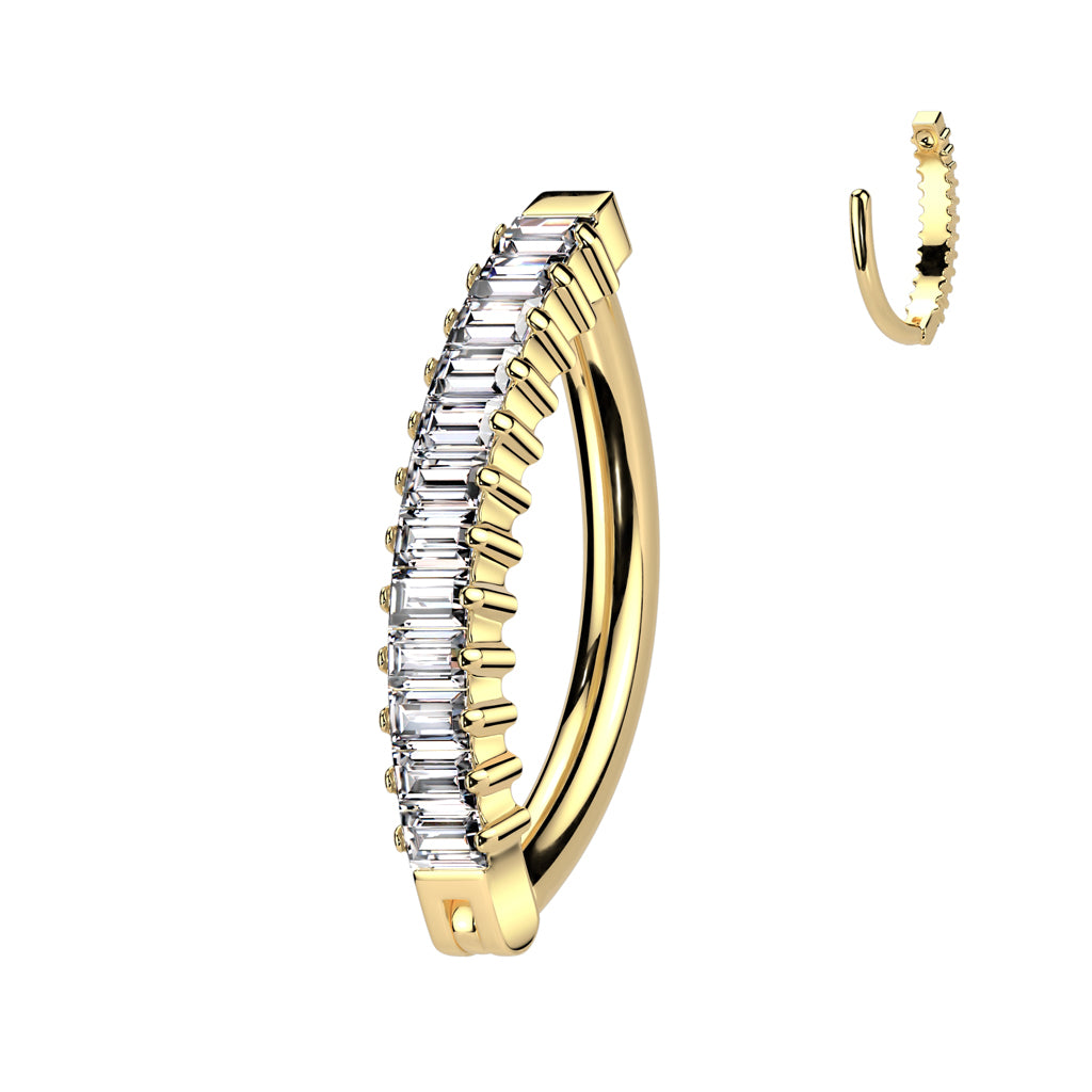 Titanium navel ring, Cassia gold baguette clicker navel ring