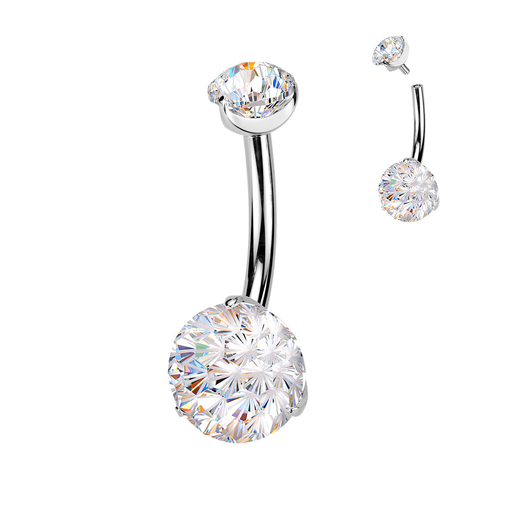 Titanium pole necklace, Aurora Fireworks – round crystal (silver)