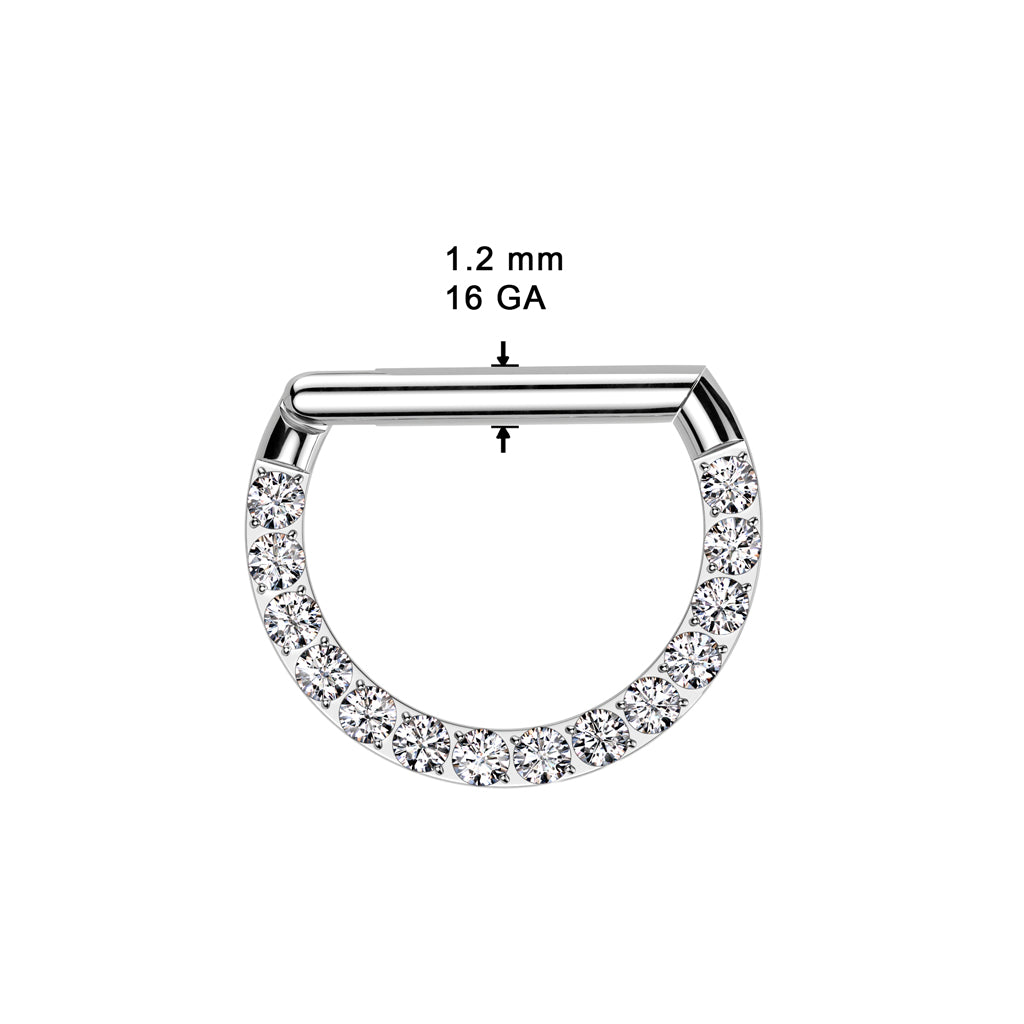 Piercing ring 1.2mm, Titanium Silent Spark – graceful D-shaped titanium clicker (silver)