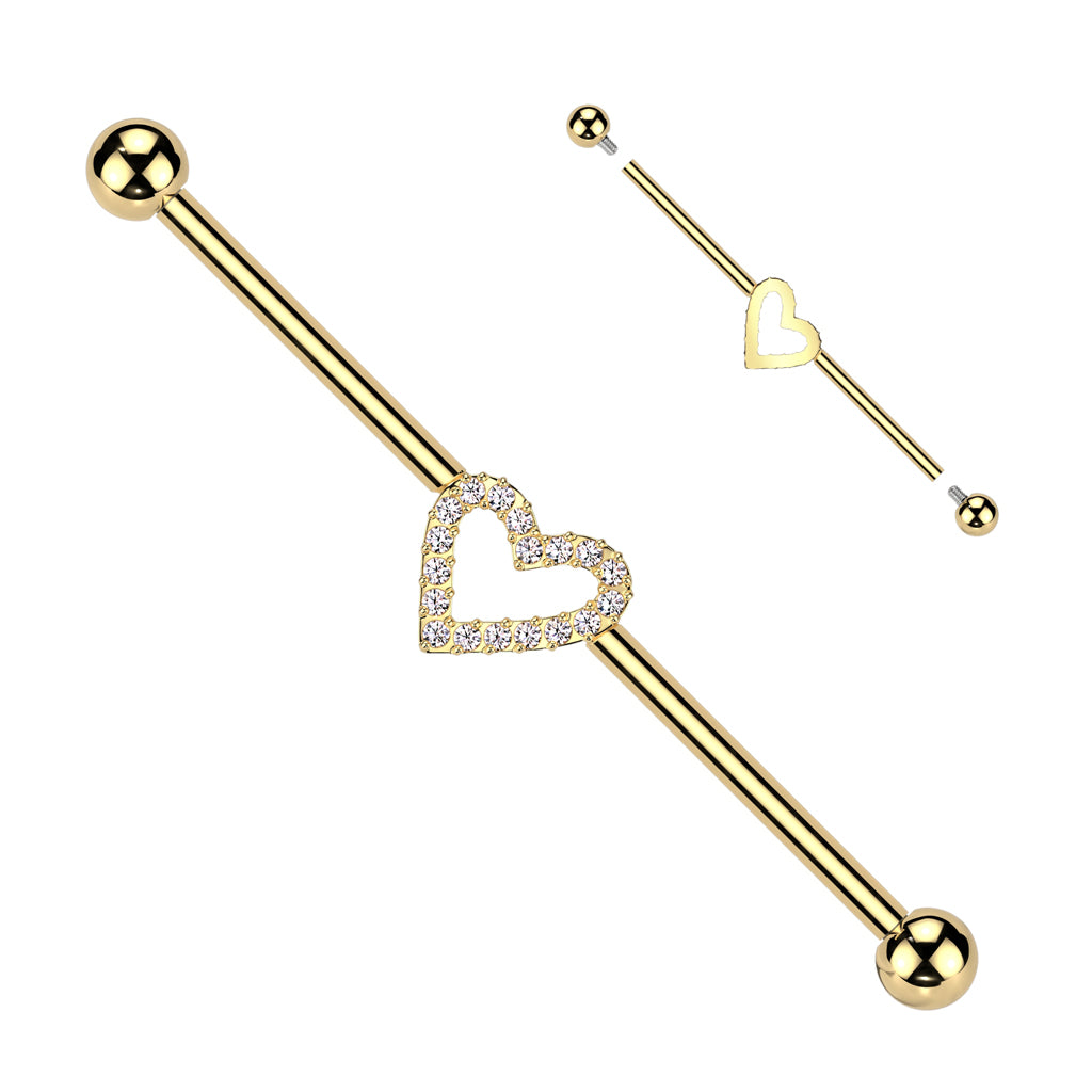 Titanium industrial jewelry, Lovelush Titanium heart-shaped industrial jewelry (gold)