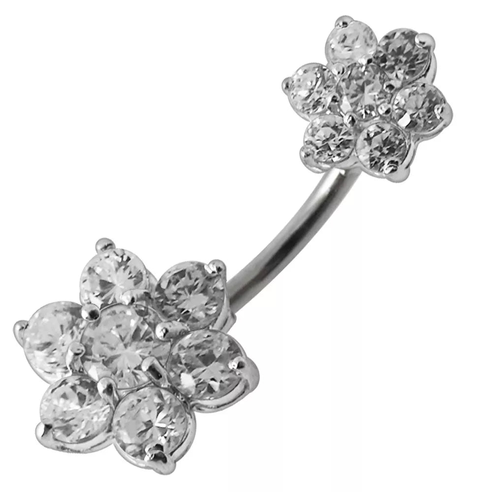 Titaaninen Gianna-kukkanapakoru kirkkailla cubic zirconia -kristalleilla