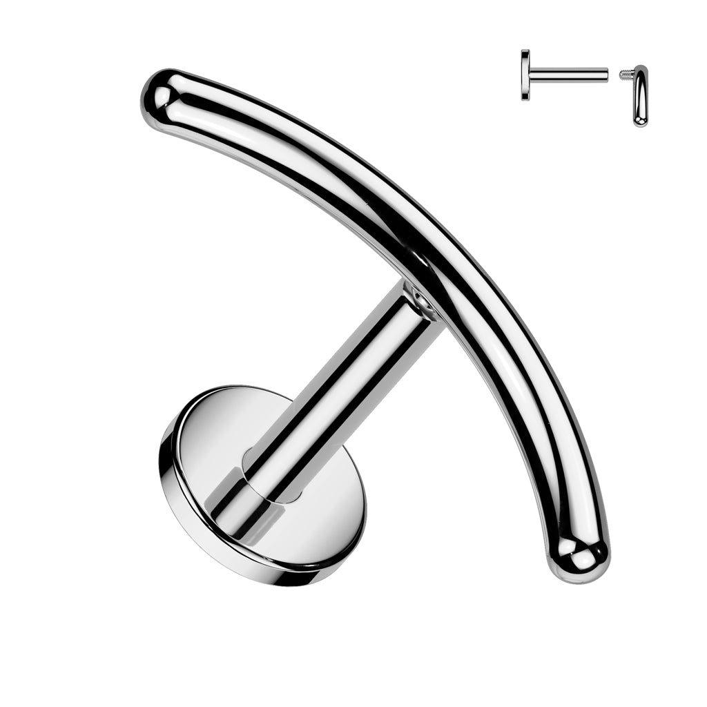Labret 1.2mm, Titanium Arc Line – minimalist curved titanium jewelry (silver)