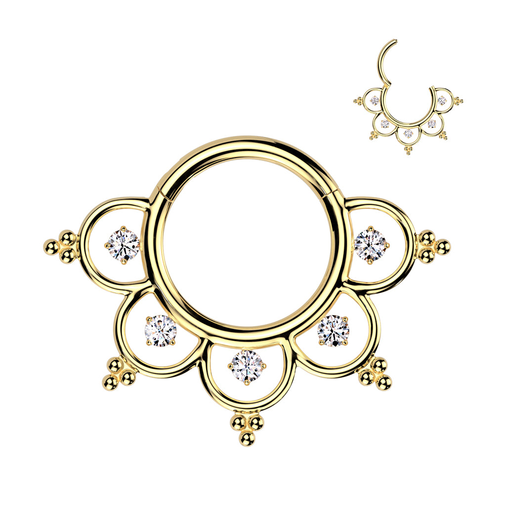 Piercing ring 1.2mm, Titanium Lotus Lace – lace-like titanium clicker (gold)