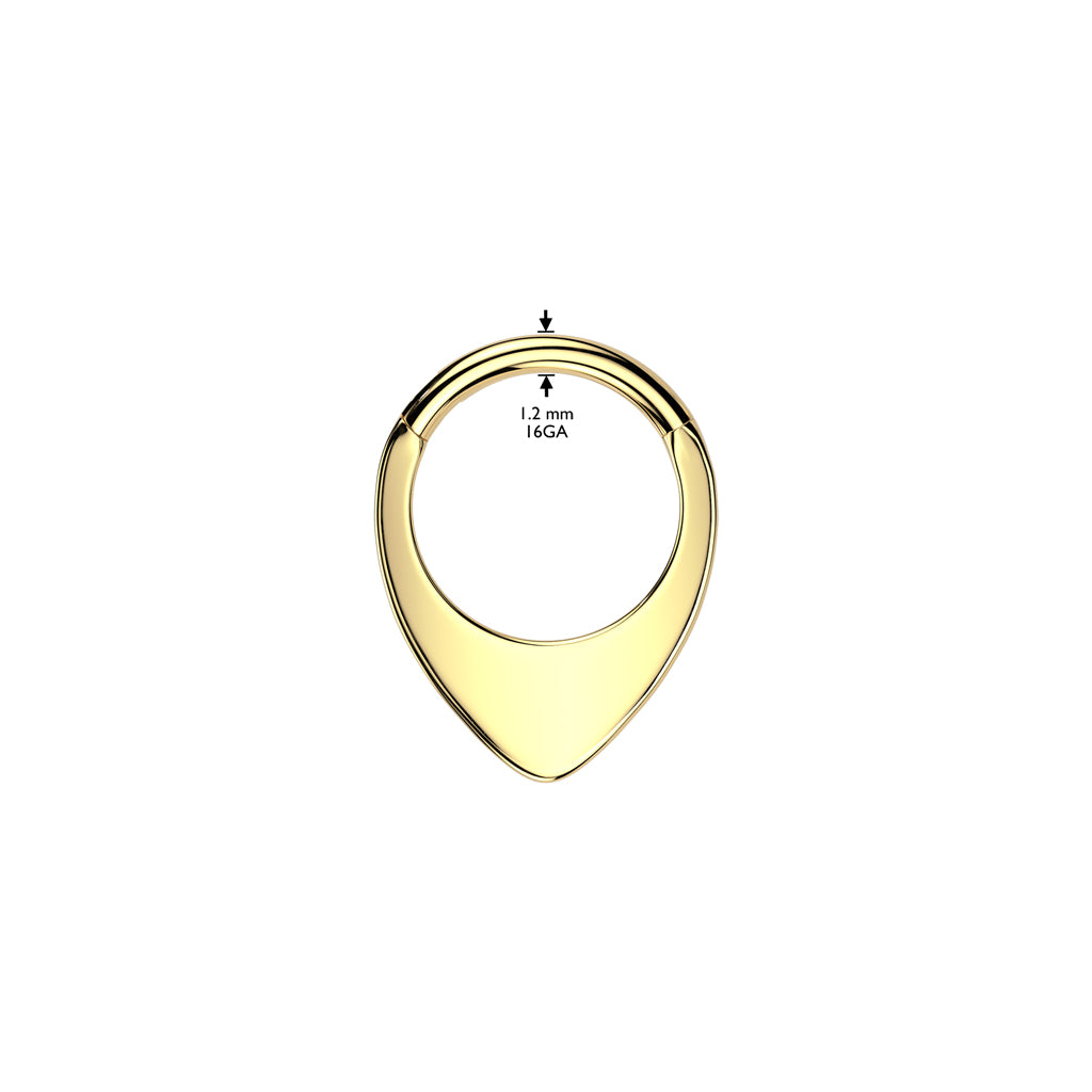 Piercing ring 1.2mm, Titanium Dew Drop – drop-shaped titanium clicker (gold)