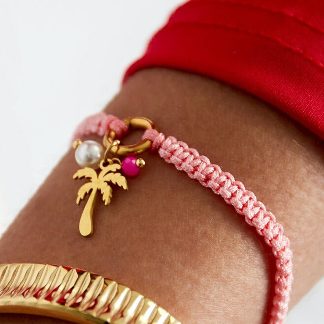 FRENCH RIVIERA | Palm Candy – ribbon bracelet with palm mascot (cream)