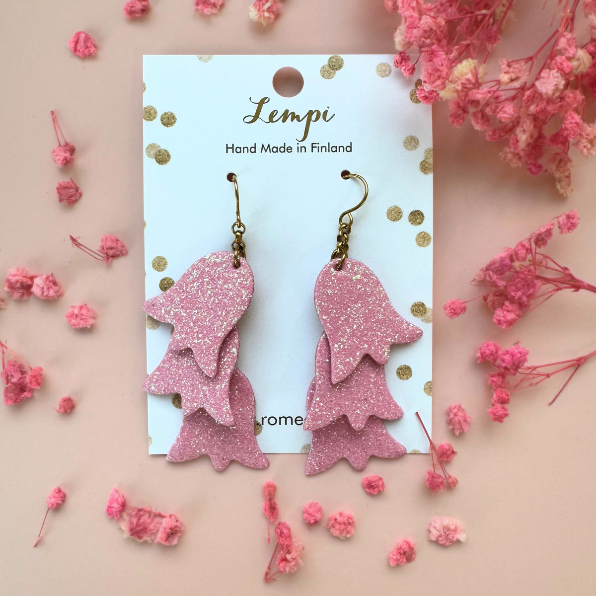 LEMPI® Earrings, Summer Meadow (pink glitter)