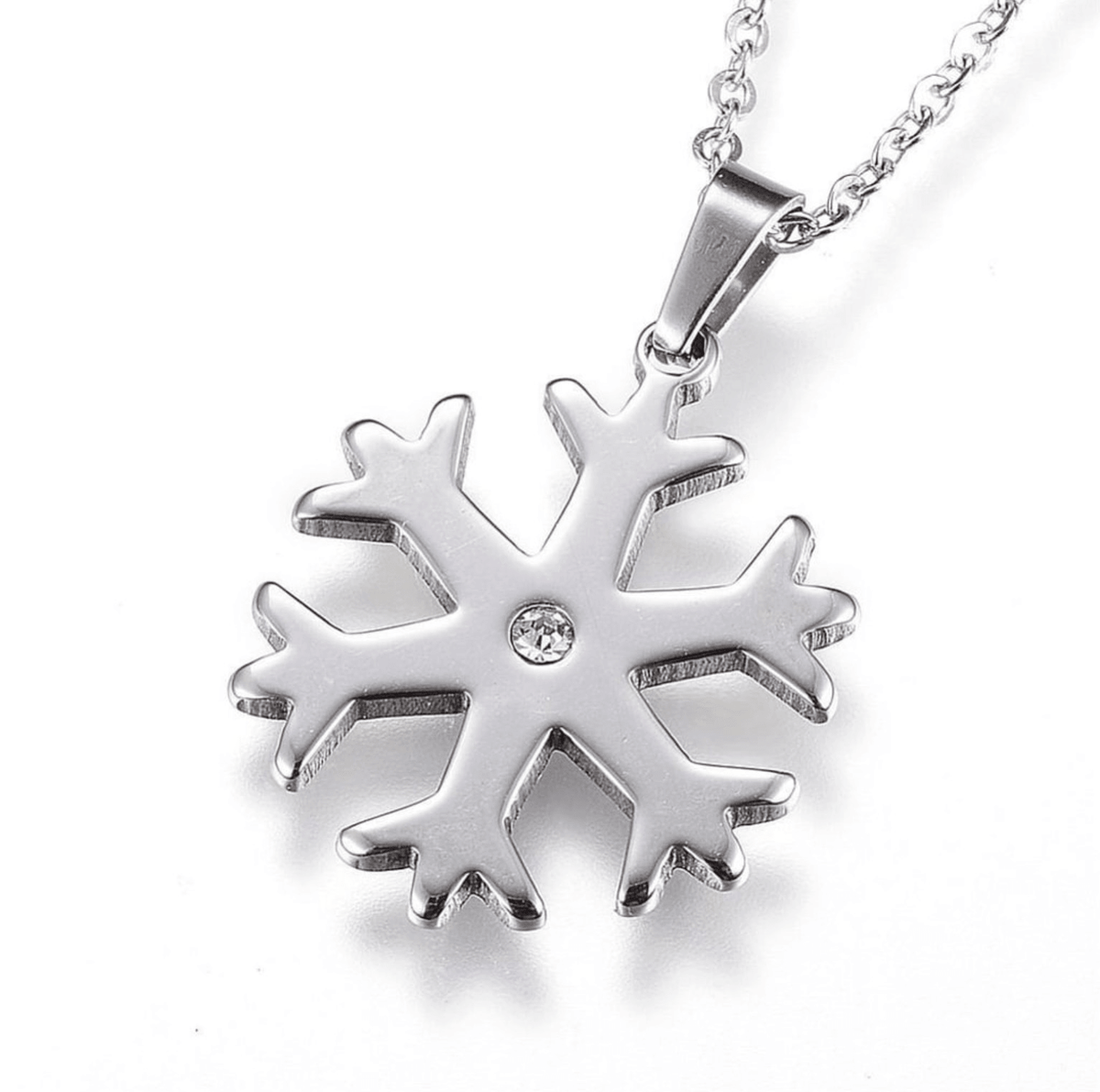 Surgical steel pendant with chain, Snowflake
