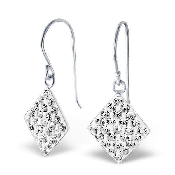 Hopeiset korvakorut, Crystal Diamond (kirkas kristalli)