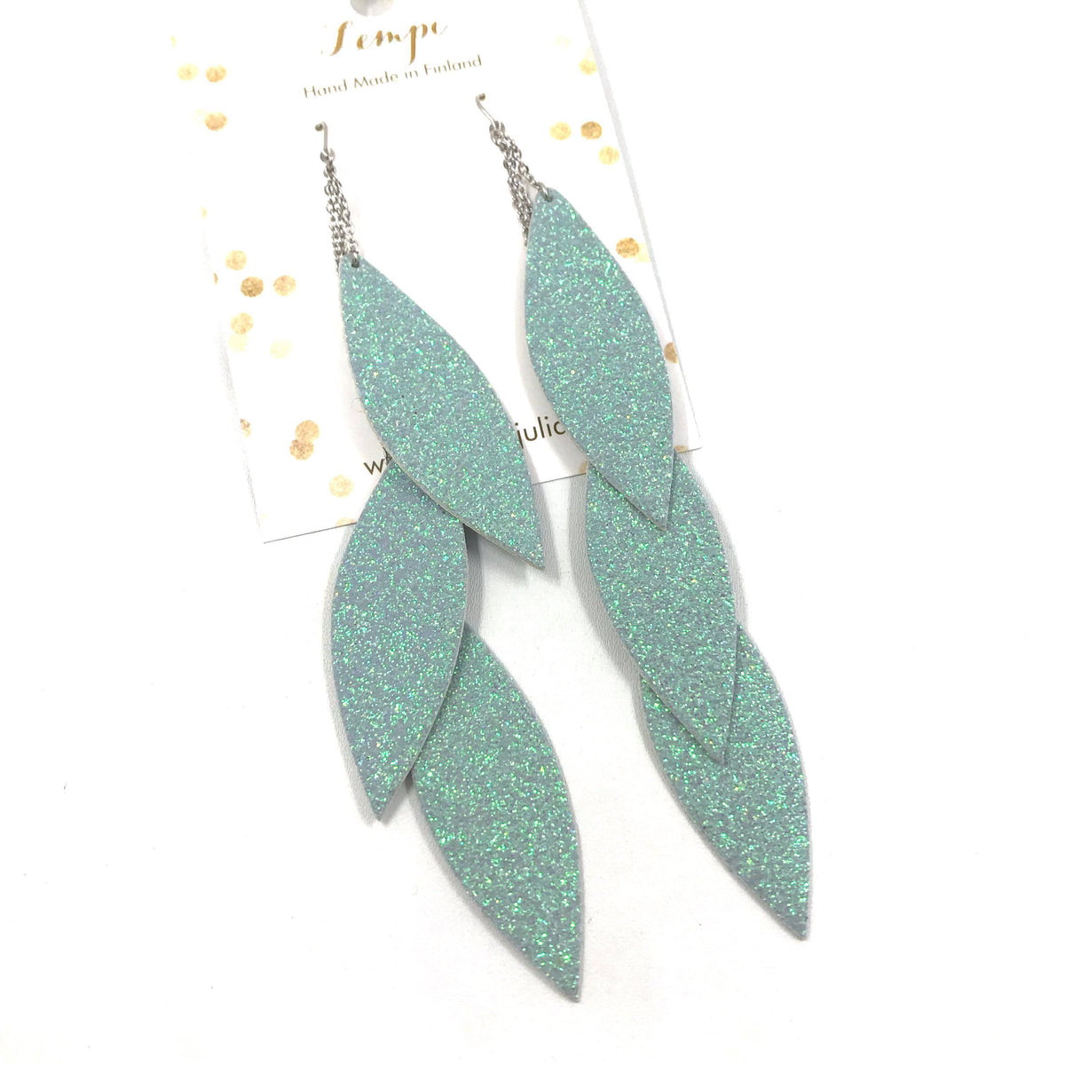 LEMPI-korvakorut, Laura (minttu glitter, kolmiosainen)