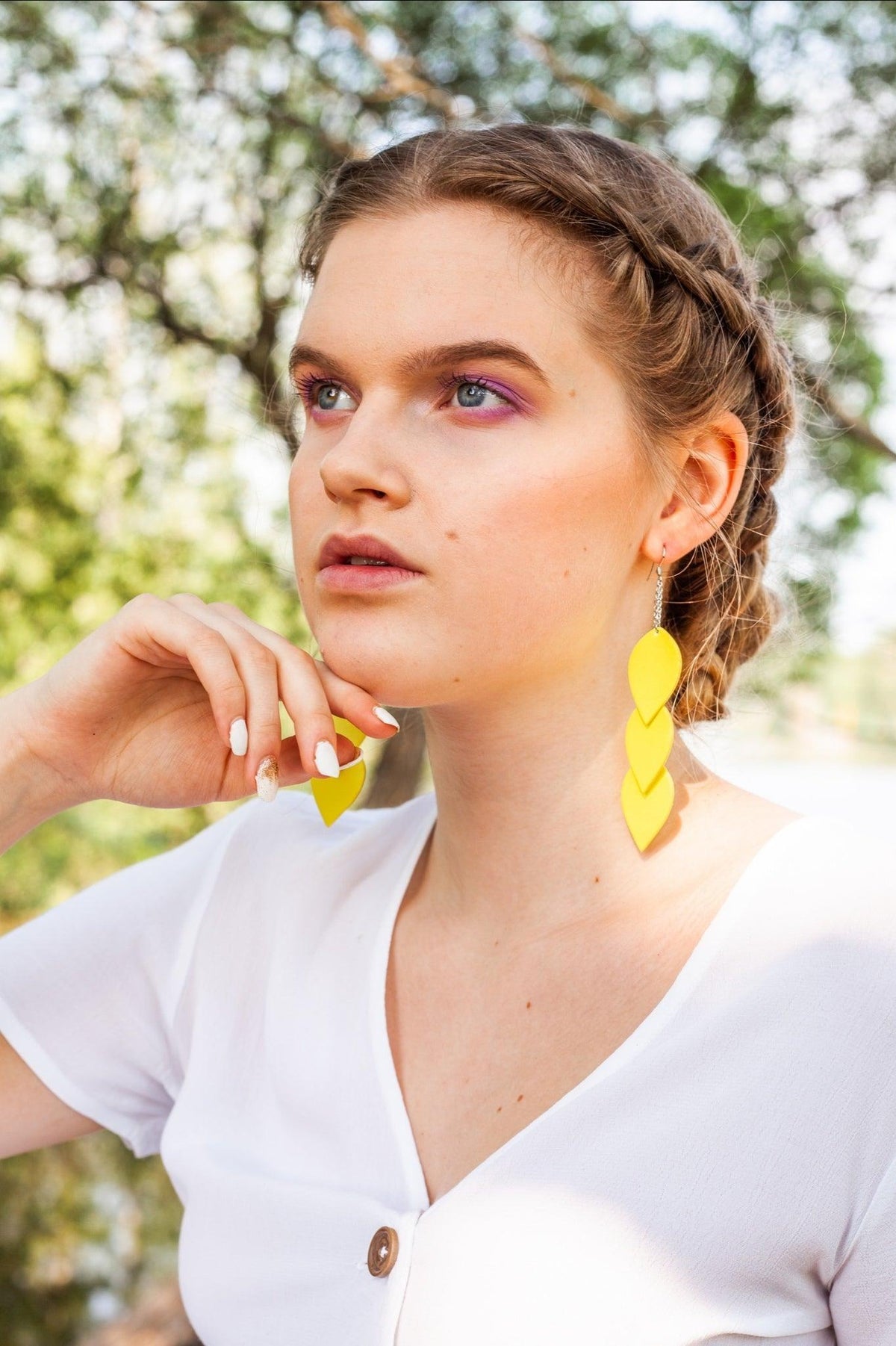 LEMPI earrings, Leaves (yellow)