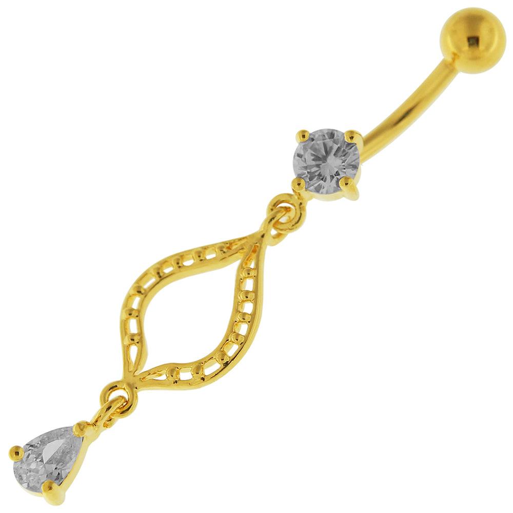 Gold-plated belly button ring, Eleonora - gracefully decorated belly button ring