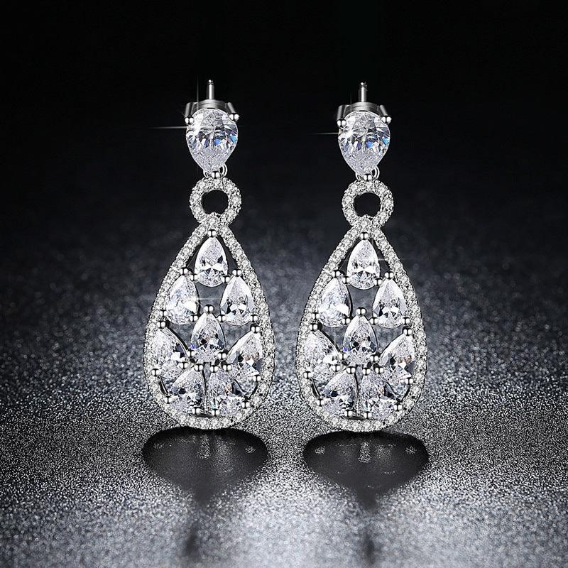 Party earrings, ROMANCE/Luxurious Teardrop Earrings with CZ