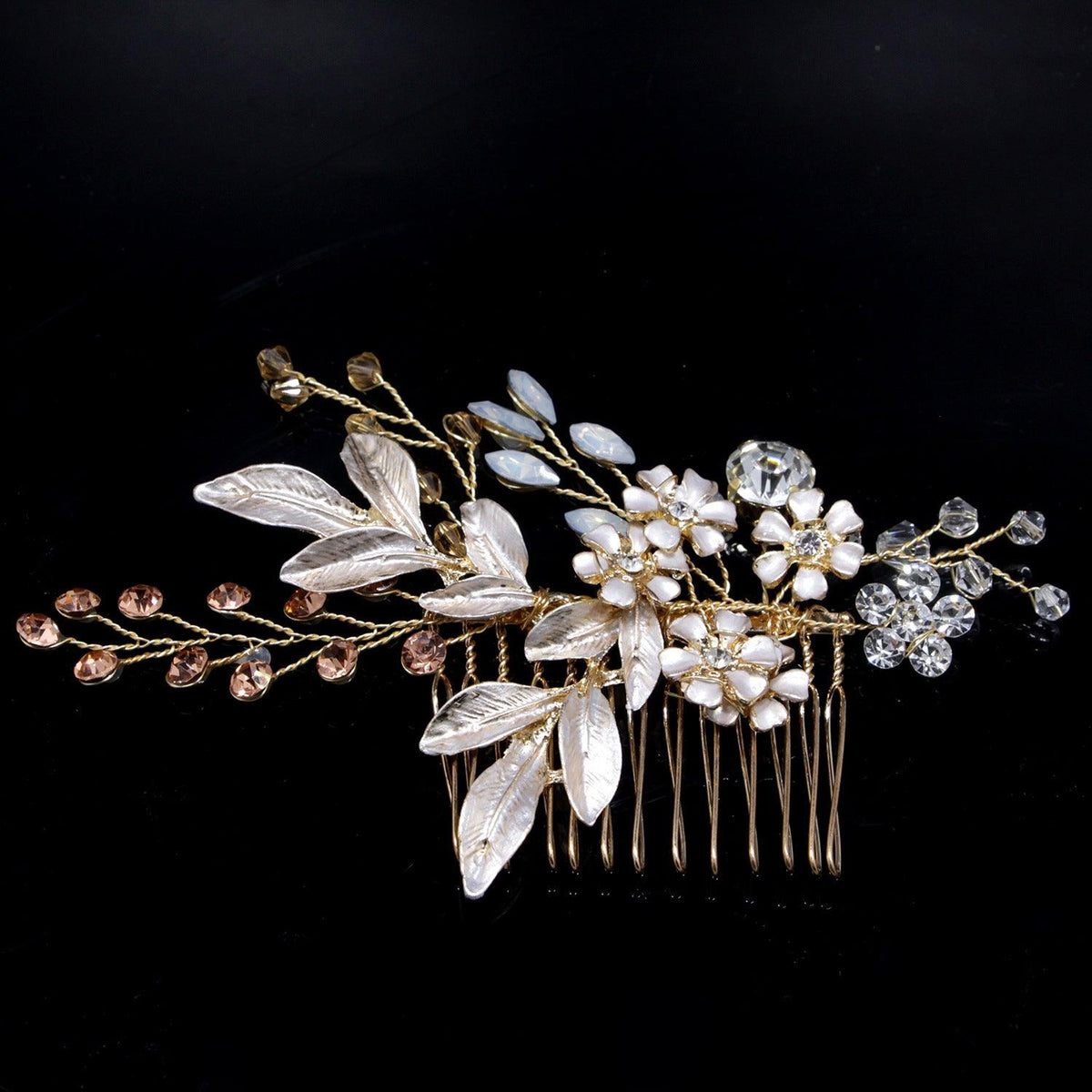Hair ornament, hair comb/ROMANCE, Pink Champange Flowers in Rosegold