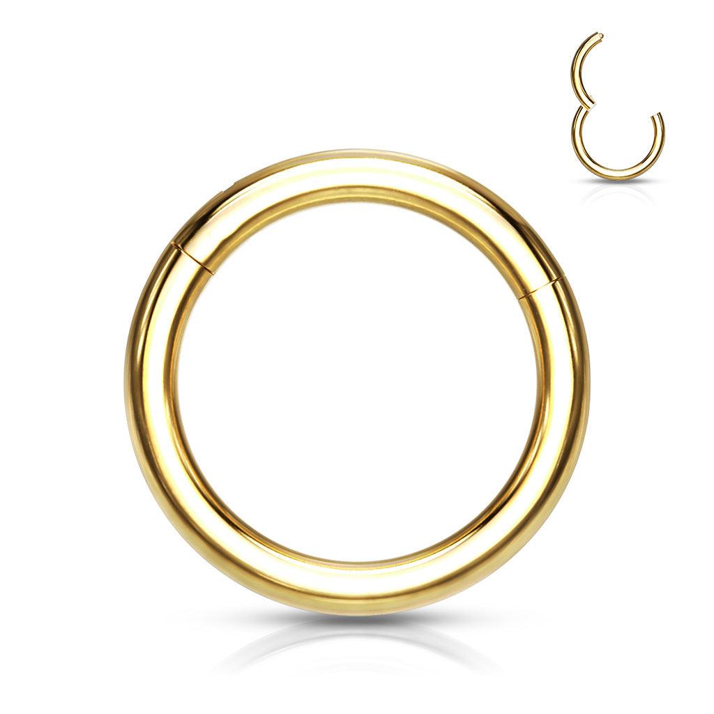Lävistysrengas 1,2mm, Hinged Segment Hoop -titaaninen rengas (kulta)