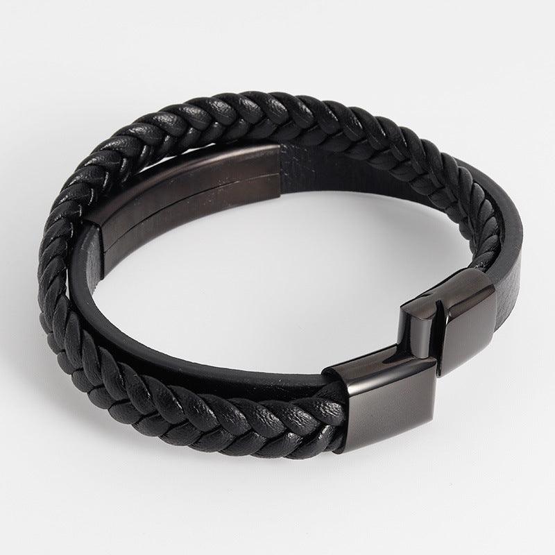 Keinonahkainen rannekoru, All Black Faux Leather Bracelet