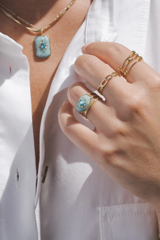 Ring, BOHM PARIS|Bague Inaya avec Malachite