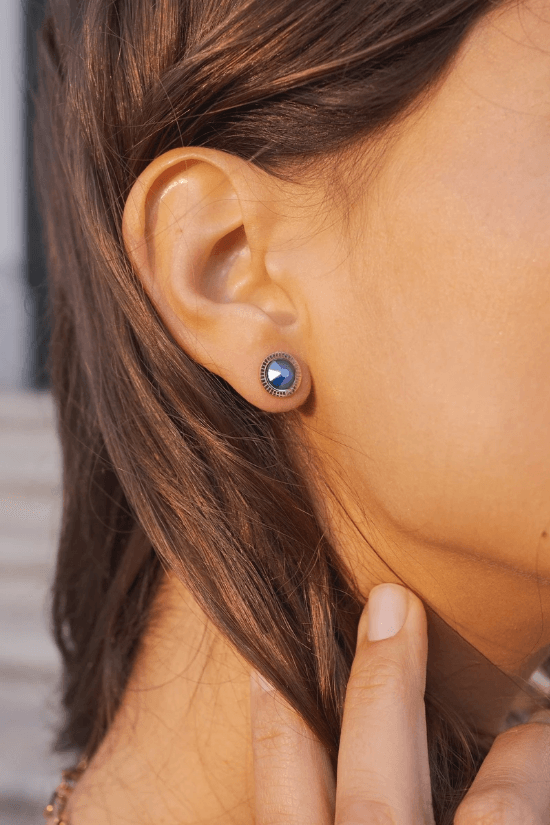 Earrings, BOHM PARIS|Boucles D'oreilles Miel avec Cristal turqoise