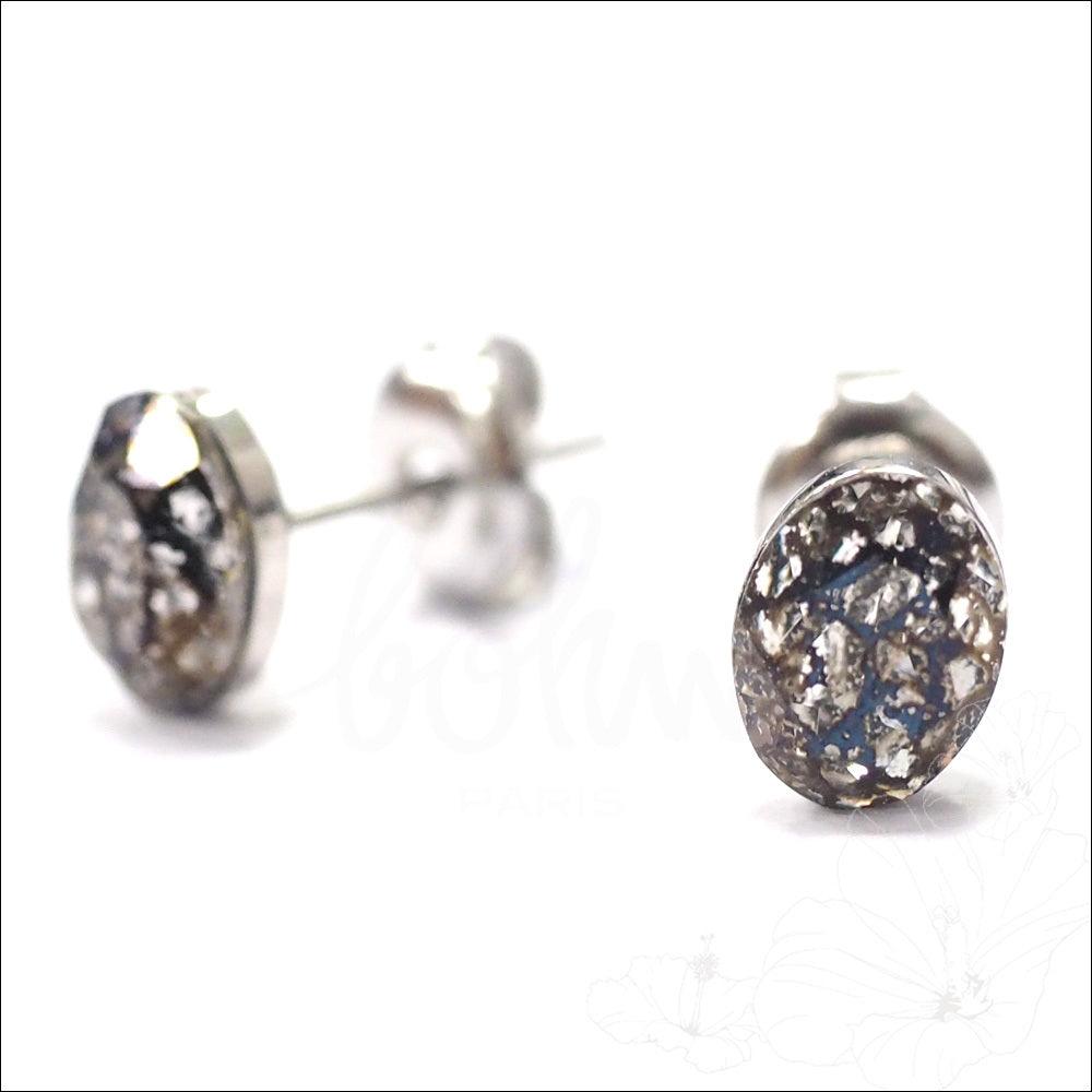 Earrings, BOHM PARIS|Boucles Sylvie with Cristal Noire patina