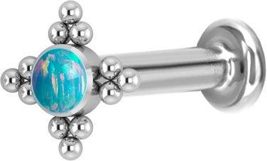 Cartilage jewelry/tragus jewelry, Titanium Star Flower Labret with Blue Opal