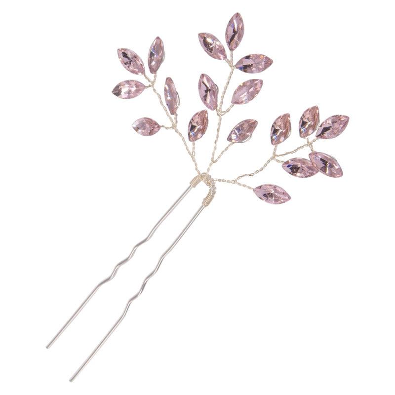 Hairpin, ATHENA BRIDAL|Dainty Pink Hairpin with Crystals
