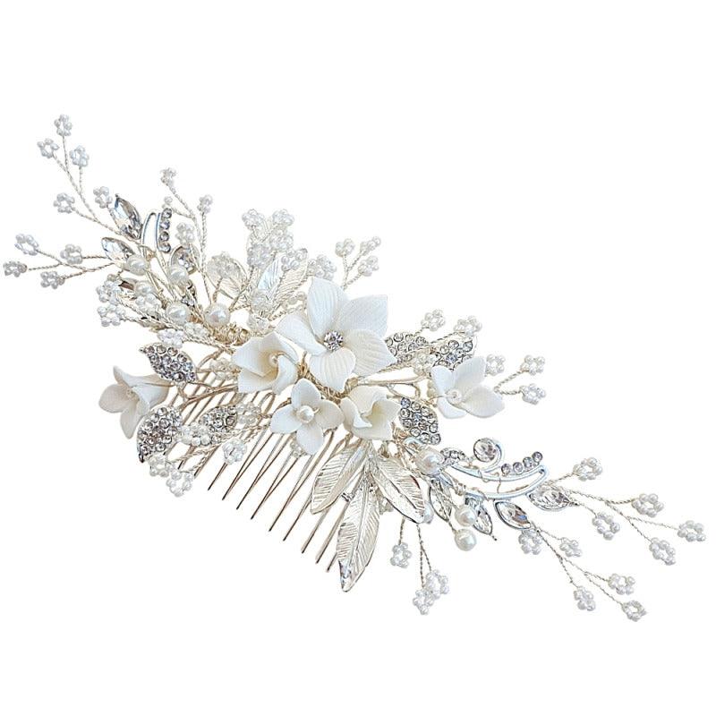 Hairpiece, ATHENA BRIDAL|Blooming Jasmin Headpiece - Luxe Hair Comb