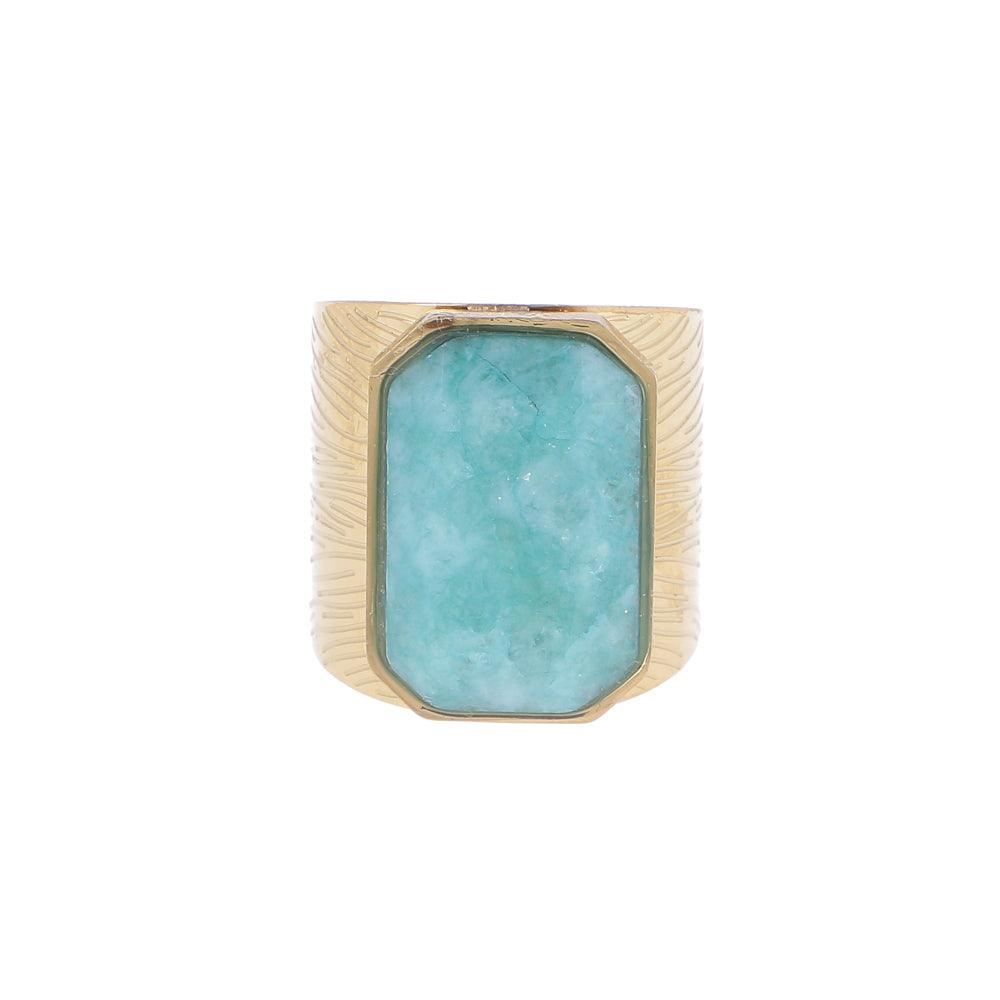 Sormus, BOHM PARIS|Bague Joas dorée avec amazonite