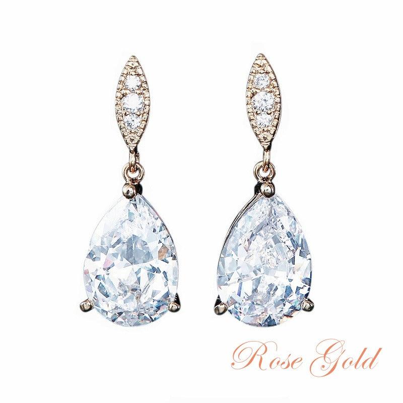 Kristallikorusetti, ATHENA BRIDAL|Classic Rosegold Teardrop Set