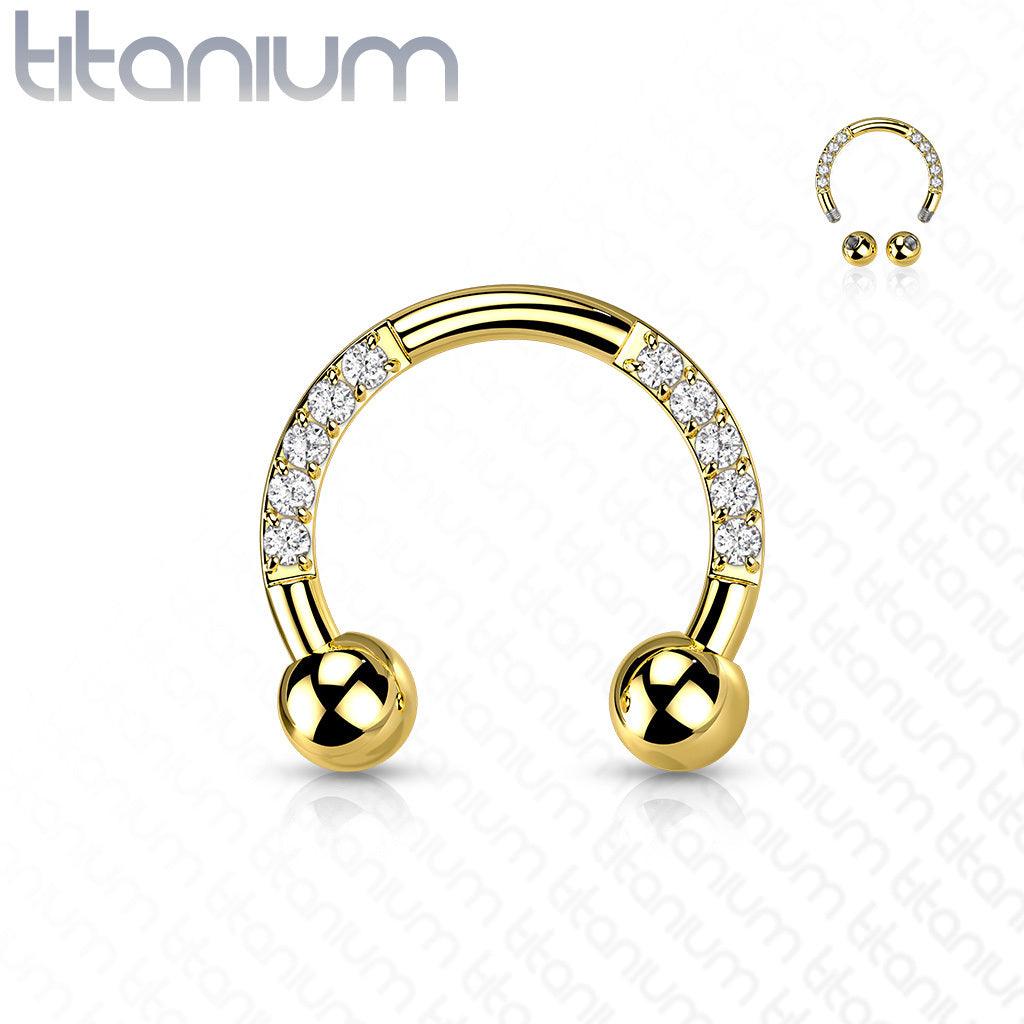 Hevosenkenkä, Titanium Horseshoe with CZ in Gold