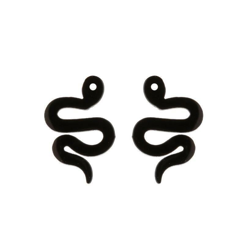 Surgical Steel Studs, Steel Snake Earstuds in Black