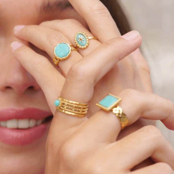 Ring, BOHM PARIS | Bague Luce -dorée avec amazonite
