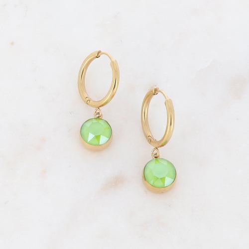 Earrings, BOHM PARIS|Boucles Silas avec crystal lime -dore