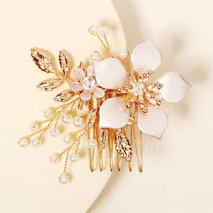 Hair ornament, ROMANCE|Ava - champagne-colored flower hair ornament