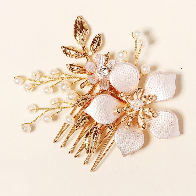 Hair ornament, ROMANCE|Ava - champagne-colored flower hair ornament