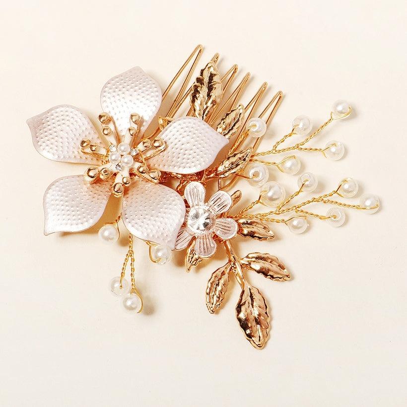 Hair ornament, ROMANCE|Ava - champagne-colored flower hair ornament