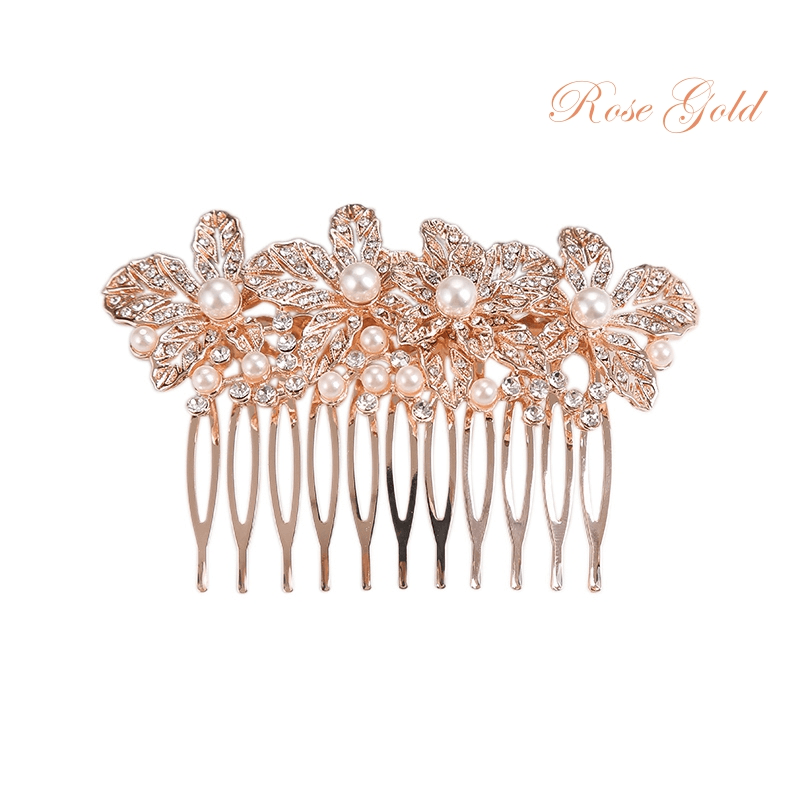 Hair accessory, ATHENA BRIDAL|Andrea rose gold flower hair comb