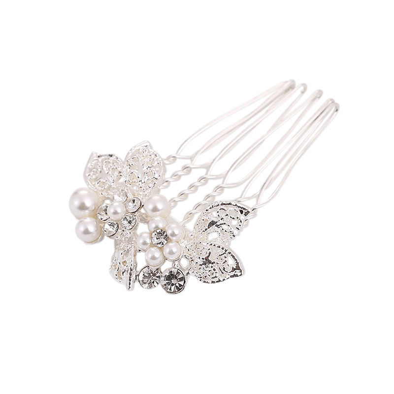 Hair ornament, ATHENA BRIDAL|Mini Silver Comb -silver pearl hair ornament