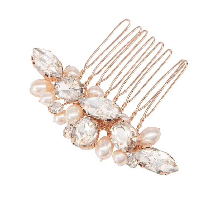 Hiuskoru, ATHENA BRIDAL|Petite Pearl Comb -ruusukulta helmihiuskampa