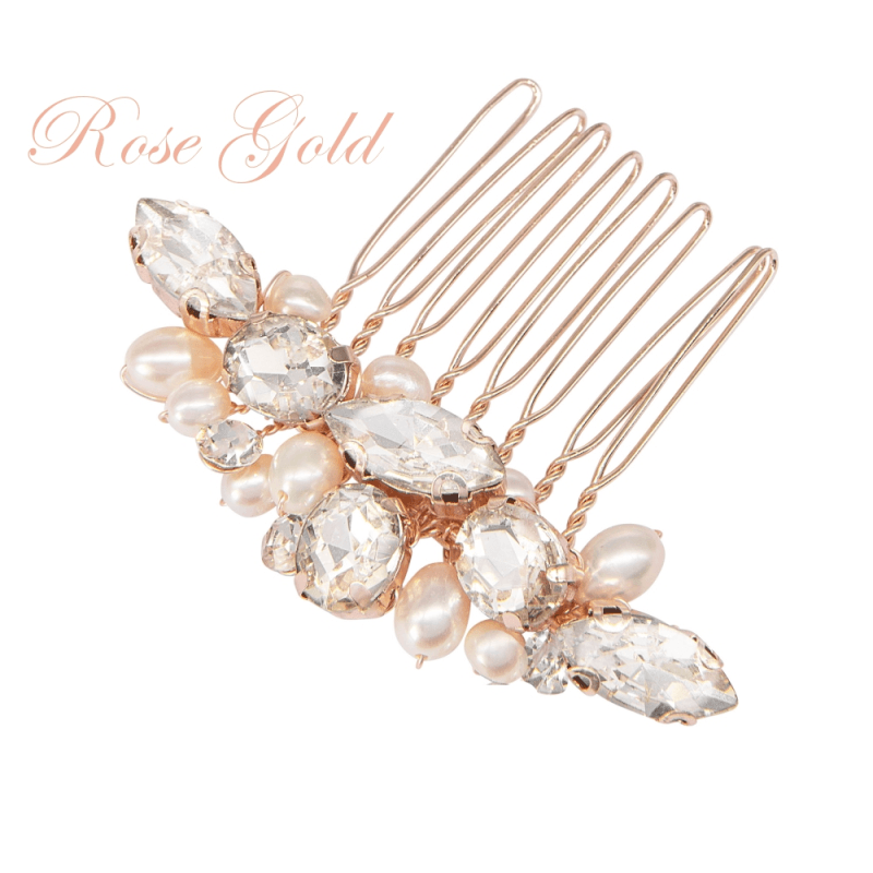 Hiuskoru, ATHENA BRIDAL|Petite Pearl Comb -ruusukulta helmihiuskampa