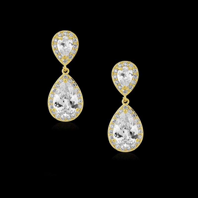 Gold-plated earrings, ATHENA BRIDAL|Dainty Teardrop