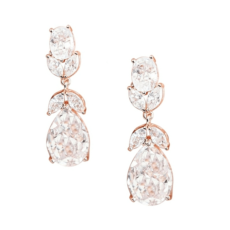 Korvakorut, ATHENA BRIDAL|Annie Teardrop -ruusukullanväriset pisarat